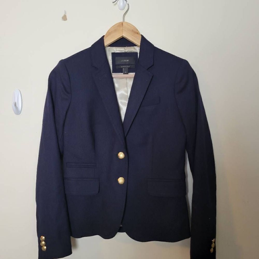 J. Crew Classic Wool Schoolboy Navy Blazer, 28233, Size 0
